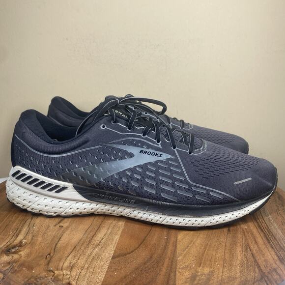 Brooks Adrenaline Gts 21 Blackened Pearl Mens Gray Size 14 2E Wide Running Shoes - Picture 1 of 12